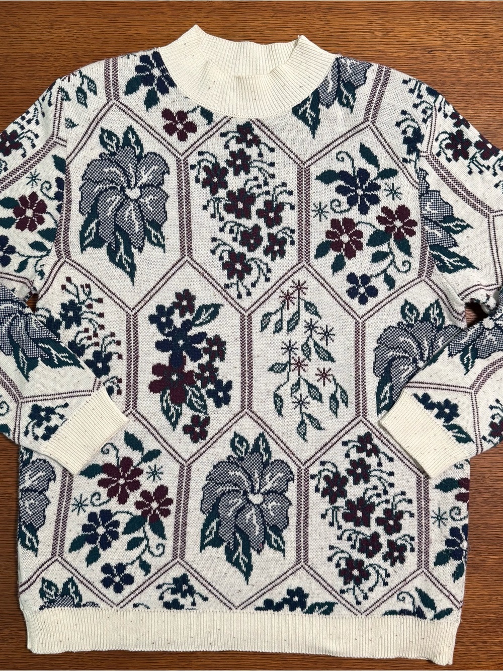 Vtg Alfred Dunner Women’s Floral Honeycomb Knit Sweater Size M